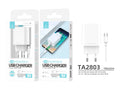 Techancy Carregador Qc3.0 18w Branco TA2803,Kit De Cabos Usb Type-C 3.0a,Compatível Com Samsung,Xiaomi,Huawei,Etc.，