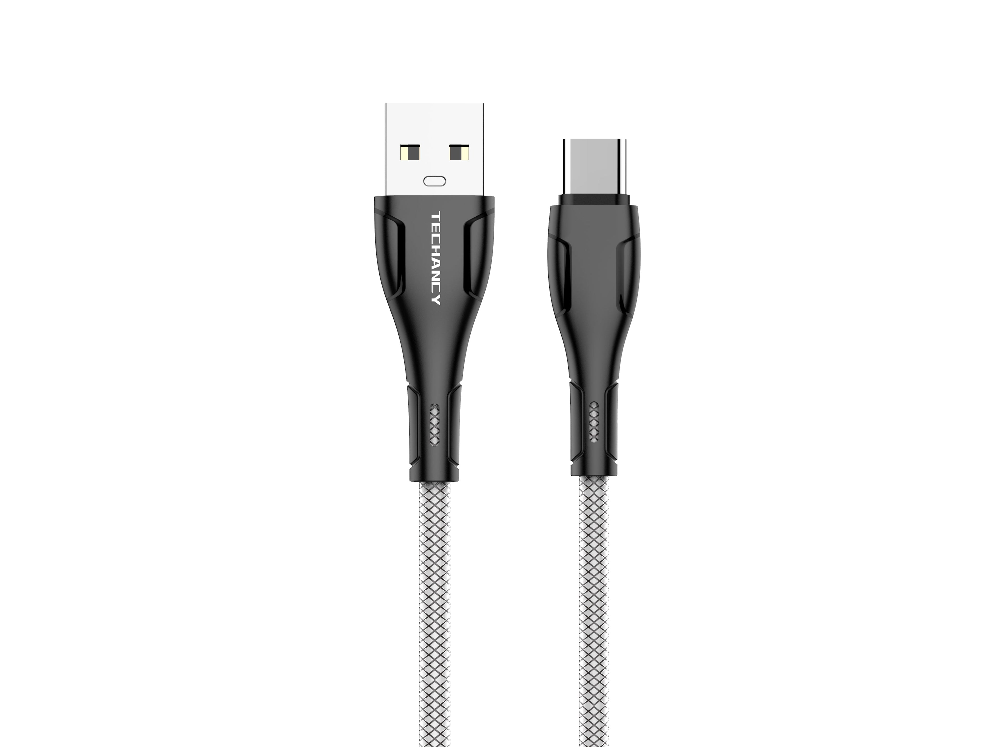 Techancy Cabo De Dados Usb-Tipo C 1M Branco TB1725, Carregamento De 2,4 A, Compatível Com Telemóveis Tipo C