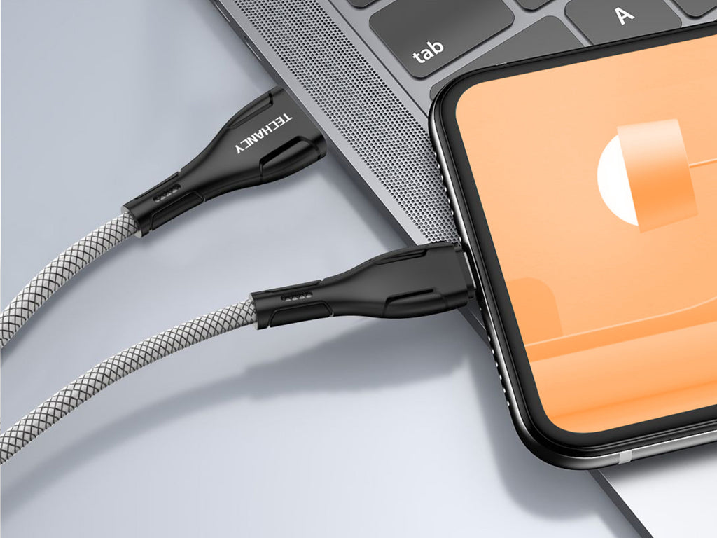Techancy Cabo De Dados Usb-Tipo C 1M Branco TB1725, Carregamento De 2,4 A, Compatível Com Telemóveis Tipo C