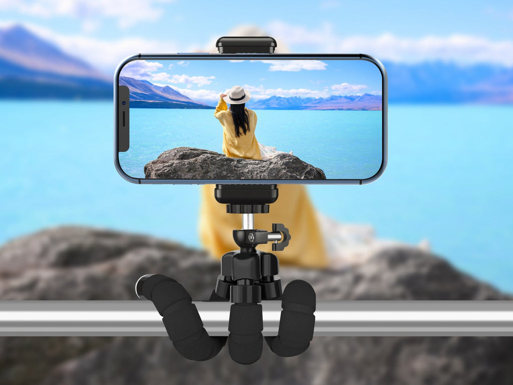 Techancy Mini Tripé Preto Ti2323 Com Pernas Dobráveis, Incl. Cabeça Esférica, Rotação De 360° Para Câmaras E Telemóveis